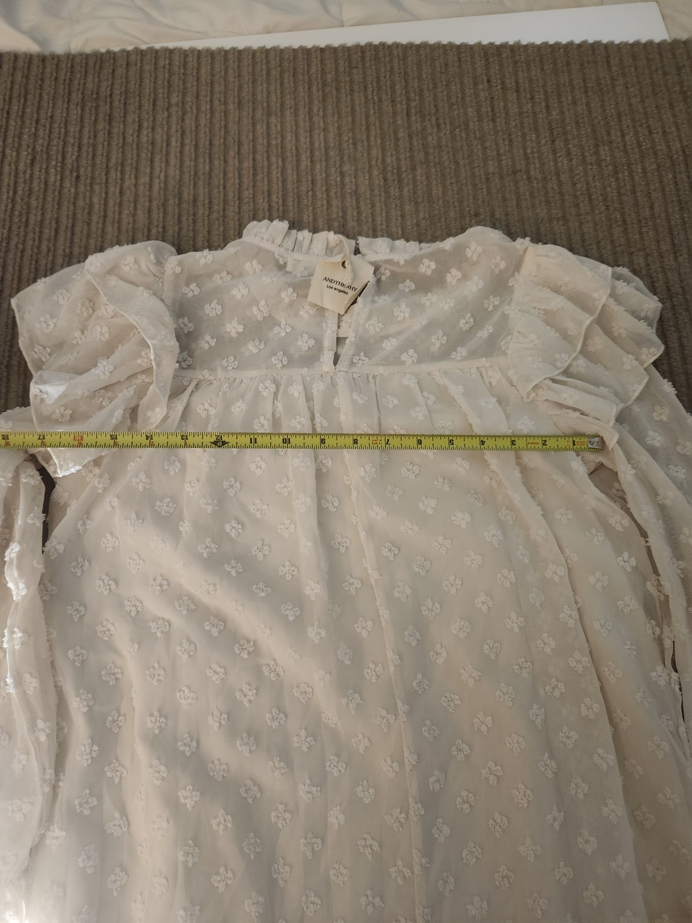 And The Why Ivory Swiss Dot Ruffle Babydoll Dress Size S NWT - Picture 8 of 11